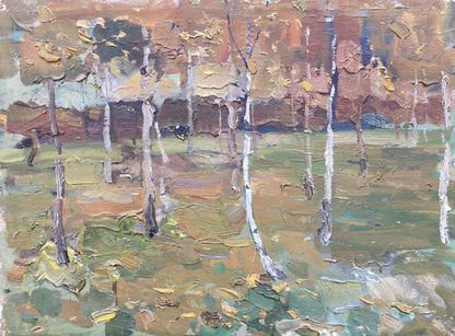 Oil painting Twilight in the forest Bloshenko Anatoly Mikhailovich