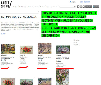 Oil painting Alley in the park Maltsev Nikolay Aleksandrovich