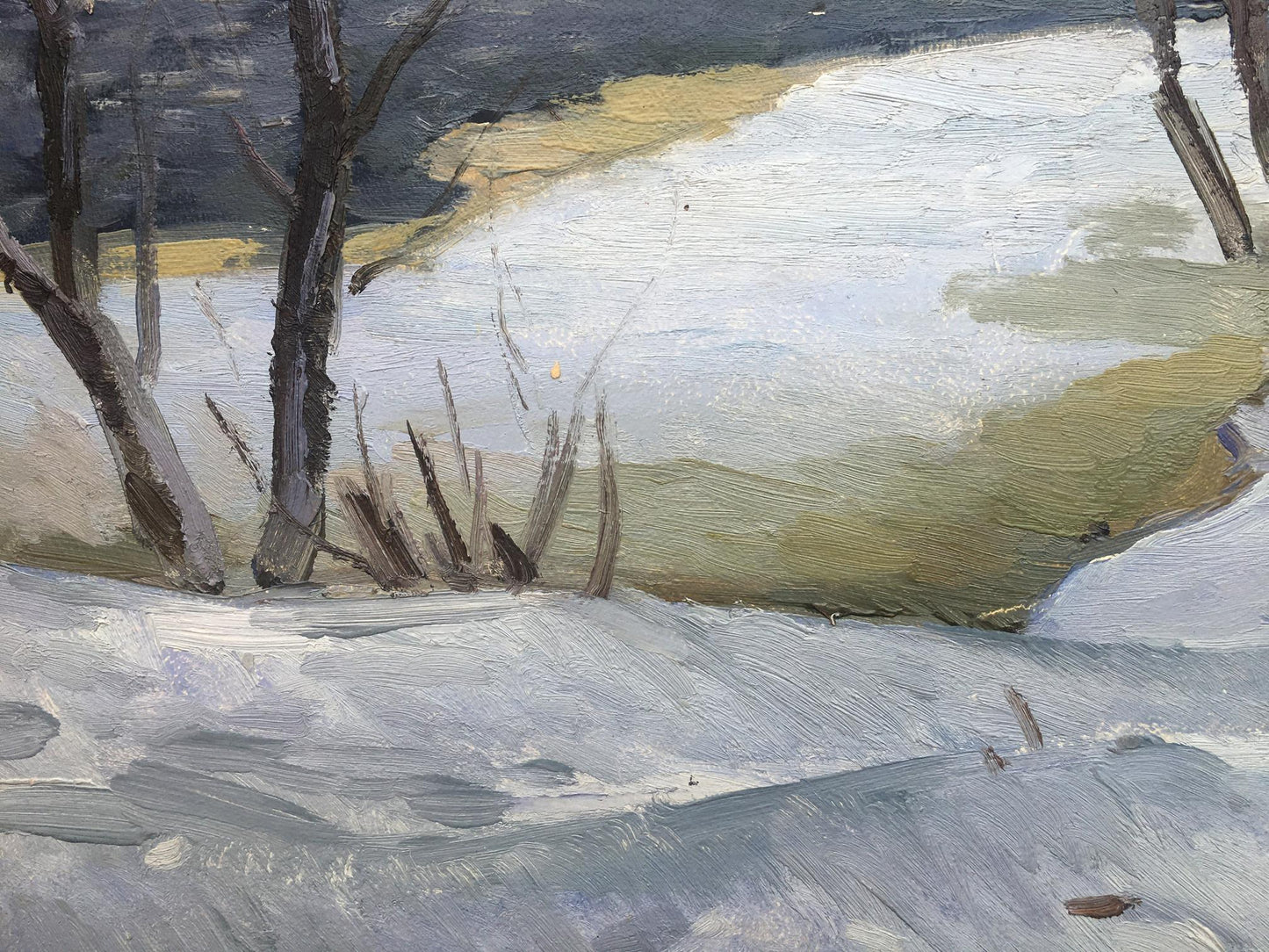Oil painting The first snow in the forest Bloshenko Anatoly Mikhailovich