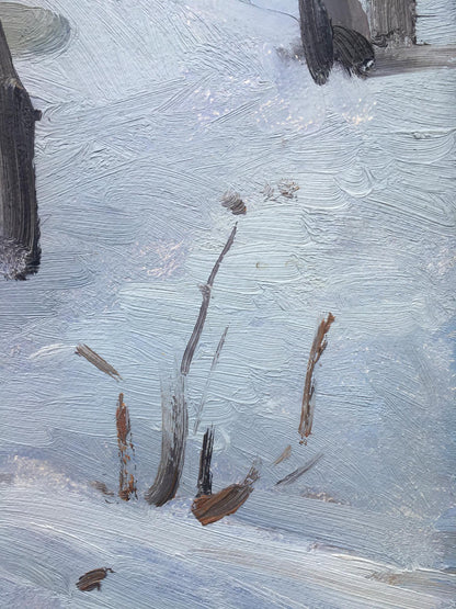 Oil painting The first snow in the forest Bloshenko Anatoly Mikhailovich