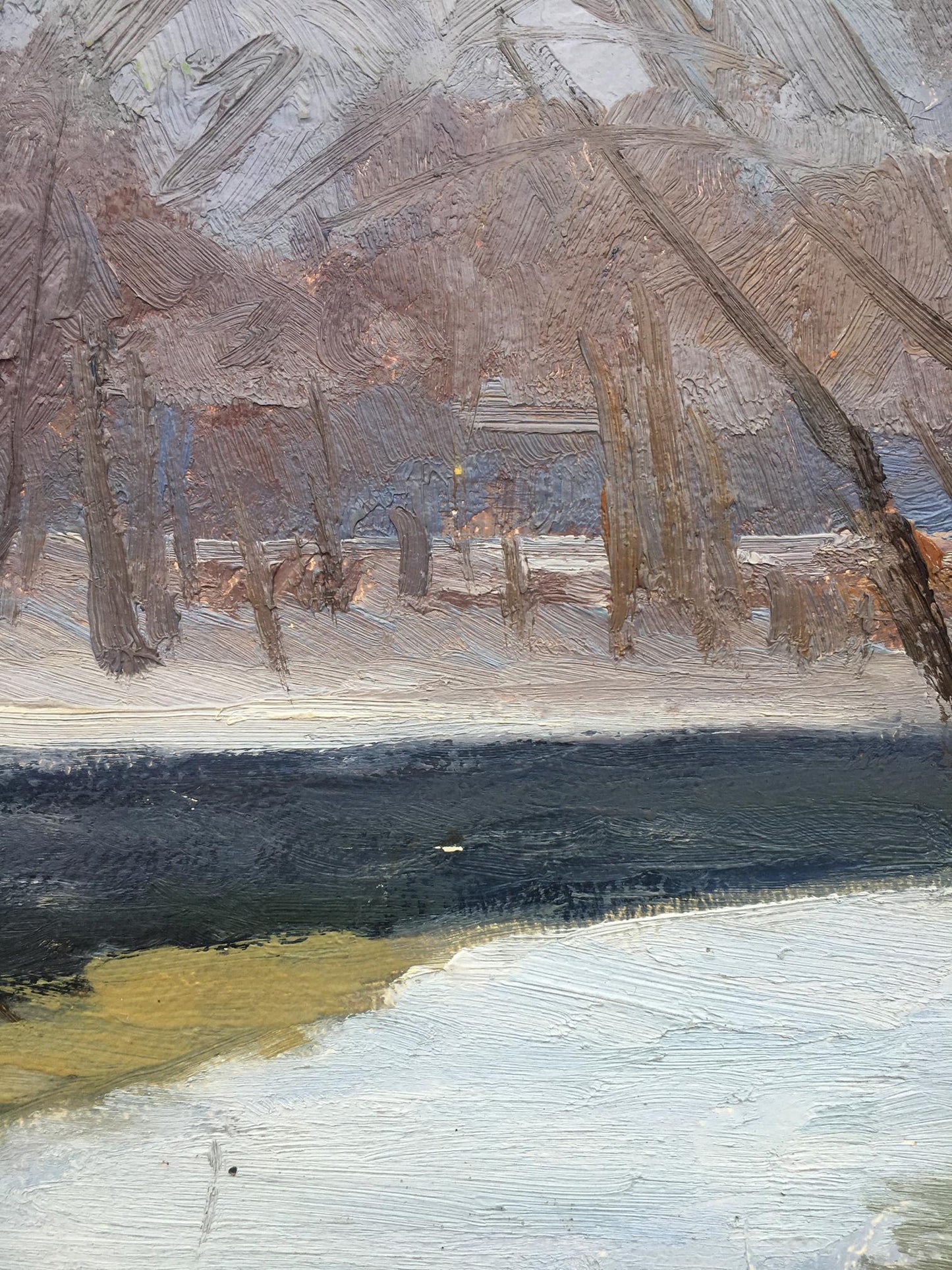 Oil painting The first snow in the forest Bloshenko Anatoly Mikhailovich
