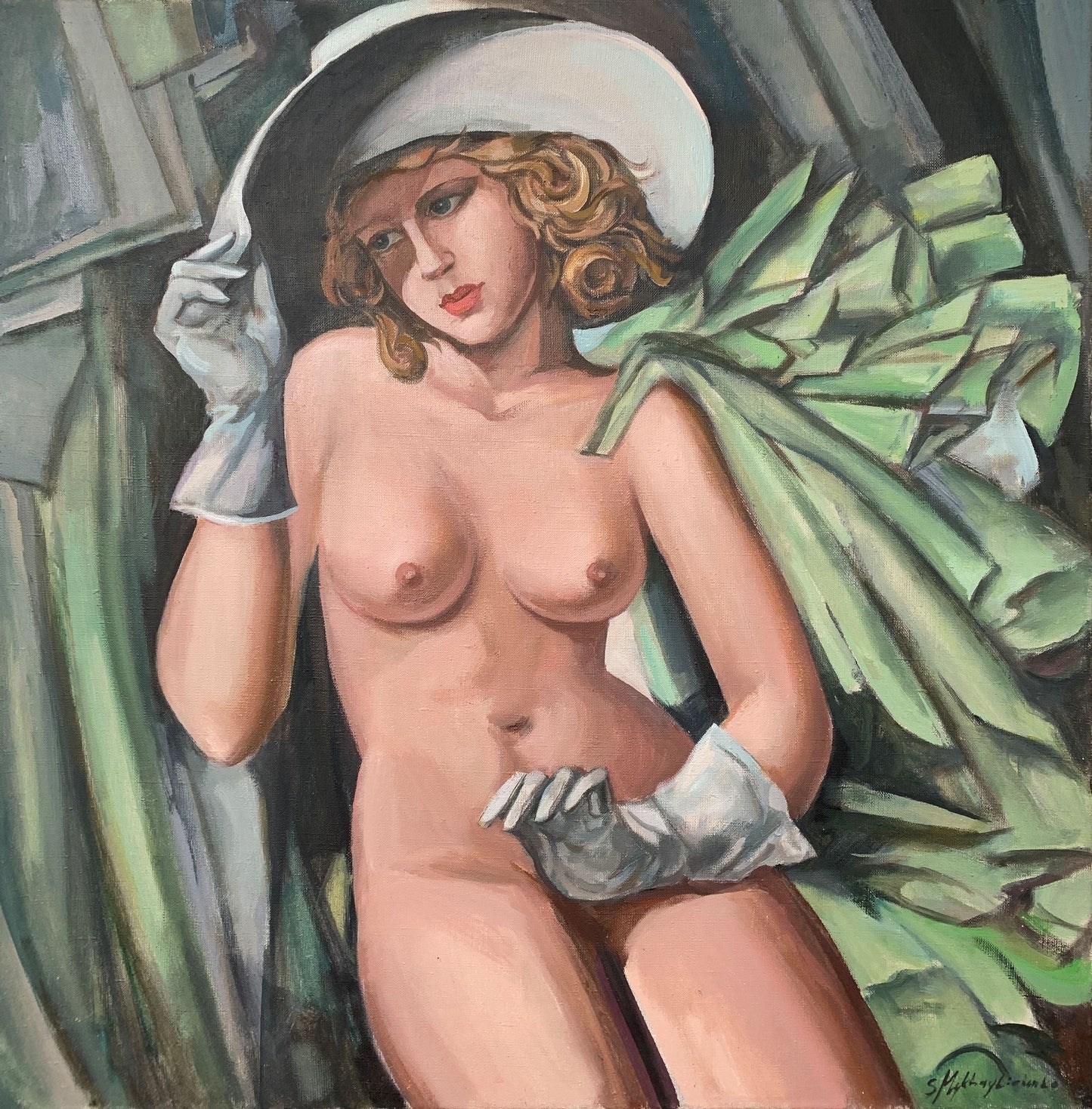 Oil painting lady in gloves Mikhailichenko Sergey Viktorovich