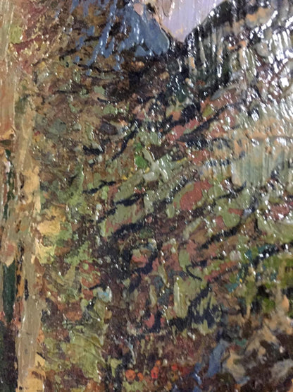 Oil depiction of the approaching evening