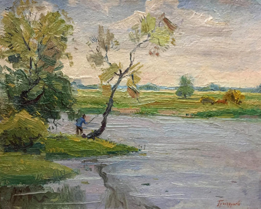 Oil painting Fishing Grigoryev Sergey Alekseevich