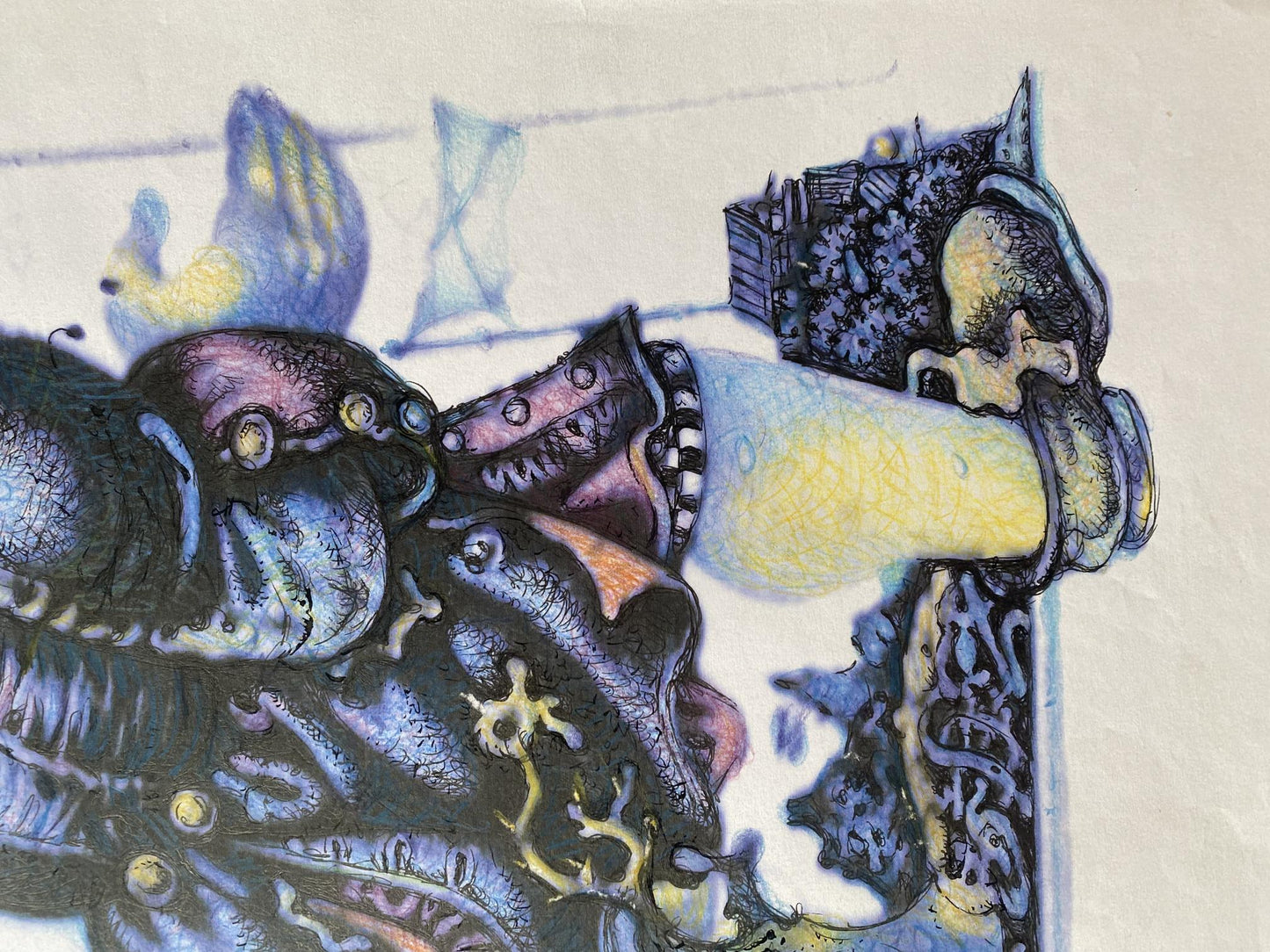Pencil painting Pirate with a parrot Oleg Litvinov