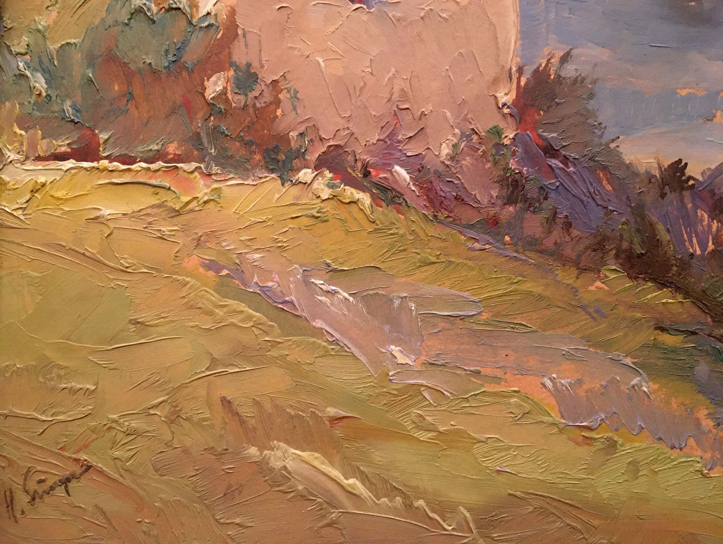 Oil painting Church by the river