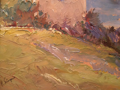 Oil painting Church by the river