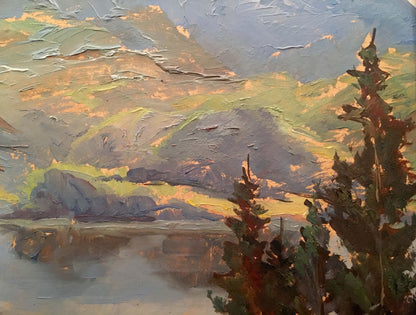 Oil painting Church by the river