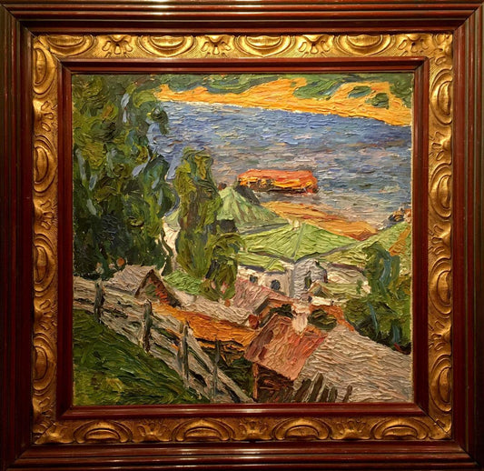 Oil painting City landscape Burlyuk D. D.