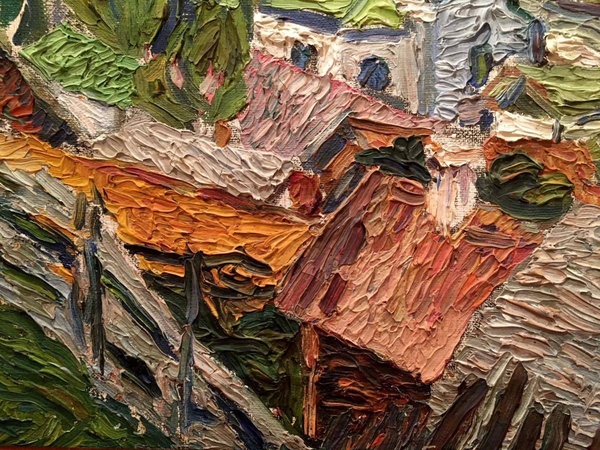 Oil painting City landscape Burlyuk D. D.