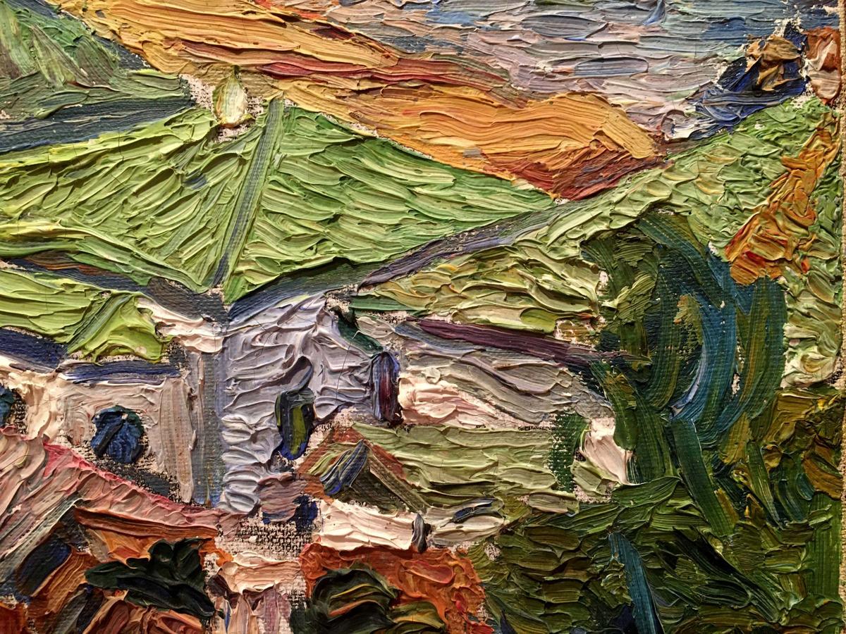 Oil painting City landscape Burlyuk D. D.