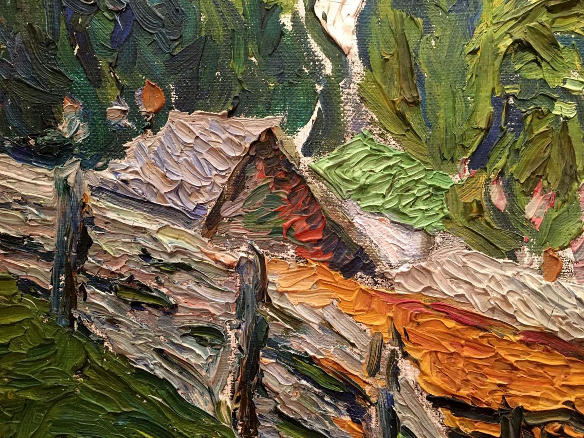 Oil painting City landscape Burlyuk D. D.