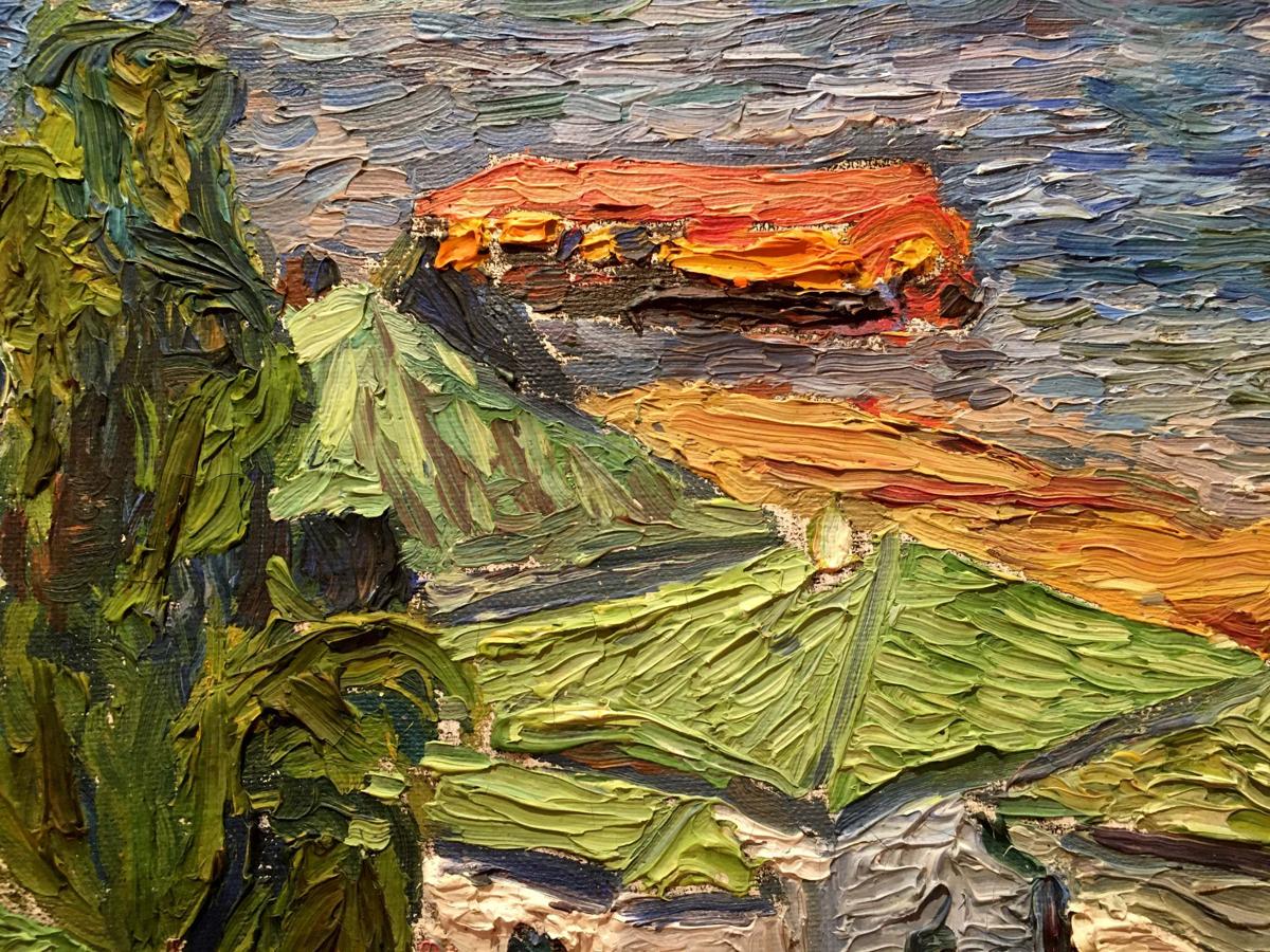 Oil painting City landscape Burlyuk D. D.