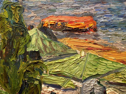 Oil painting City landscape Burlyuk D. D.