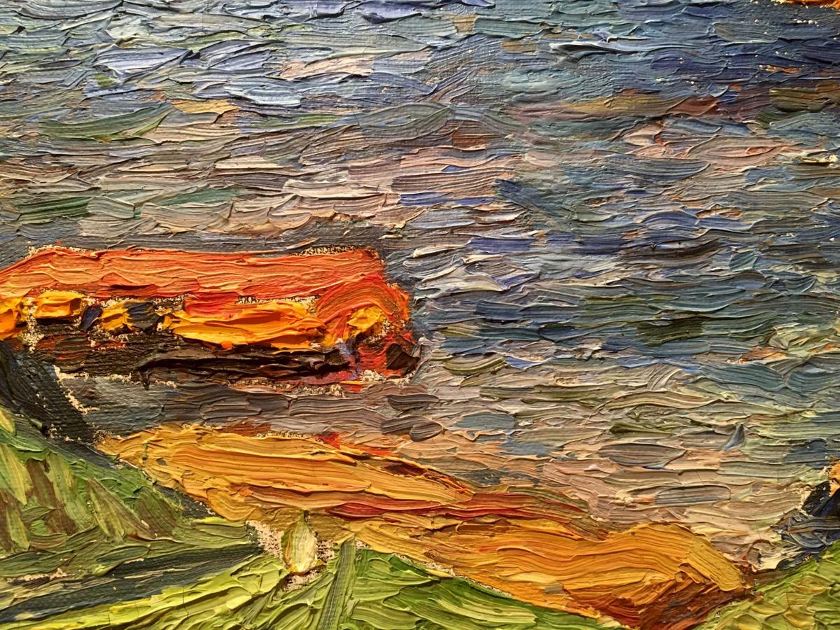 Oil painting City landscape Burlyuk D. D.