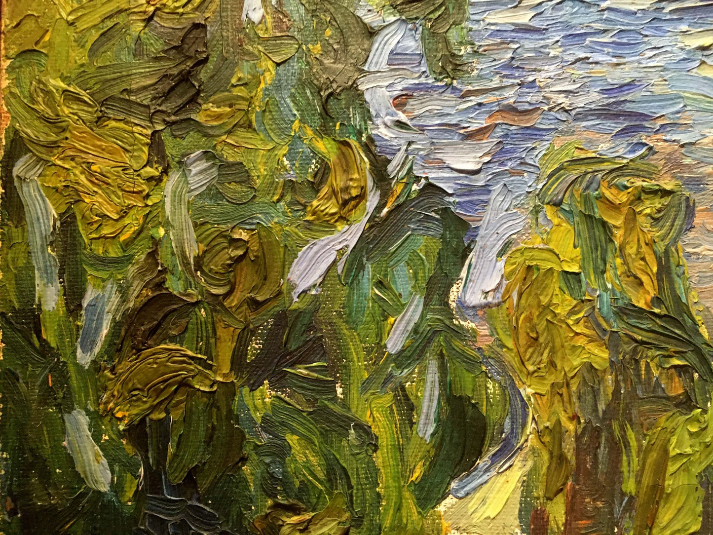 Oil painting City landscape Burlyuk D. D.