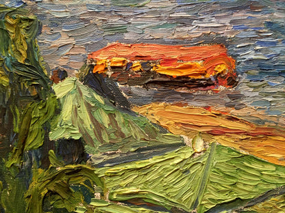 Oil painting City landscape Burlyuk D. D.