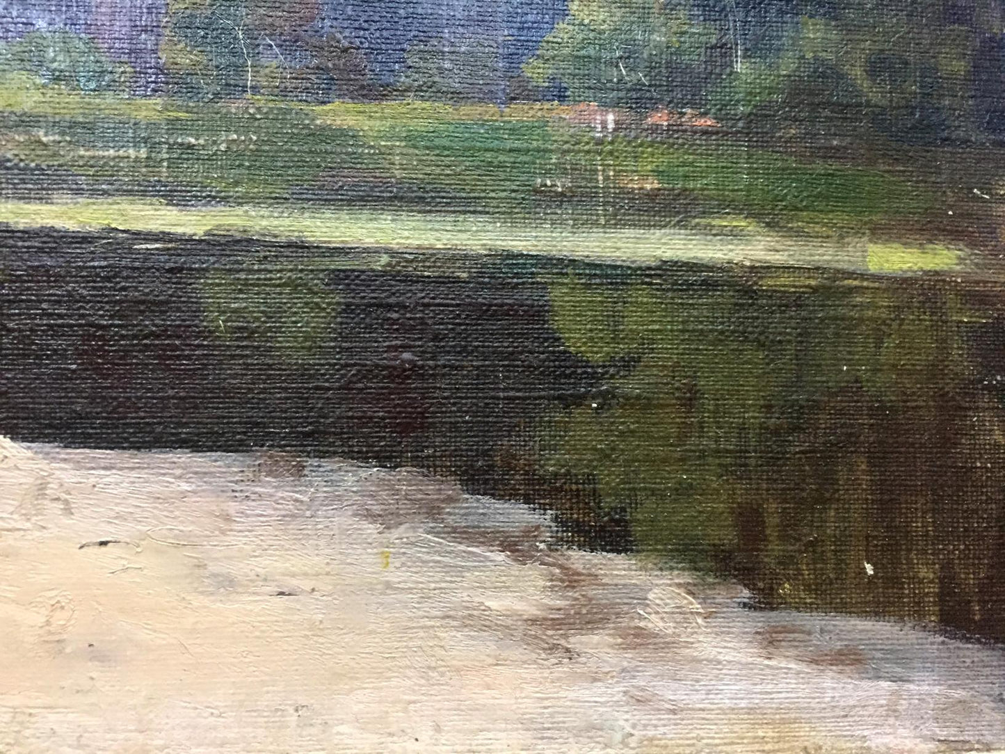 Oil painting Road along the river and forest Unknown artist