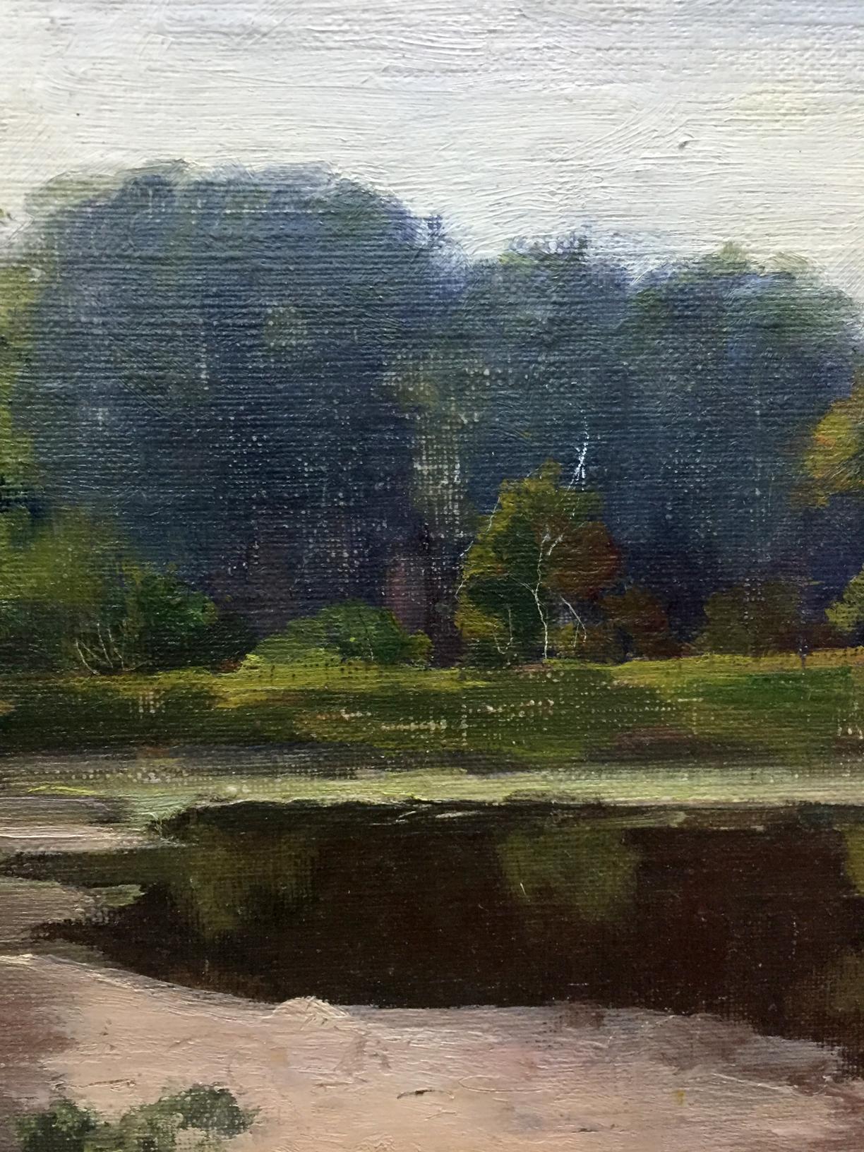 Oil painting Road along the river and forest Unknown artist