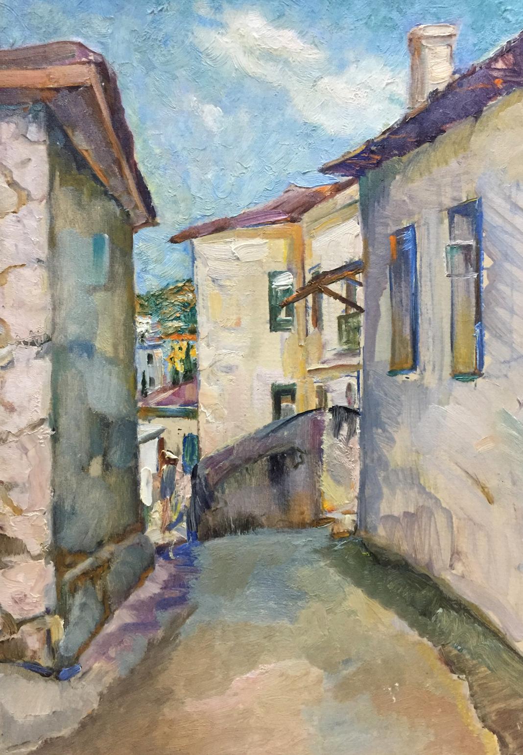 Oil painting The streets of the town Pushkareva Viola Alekseevna