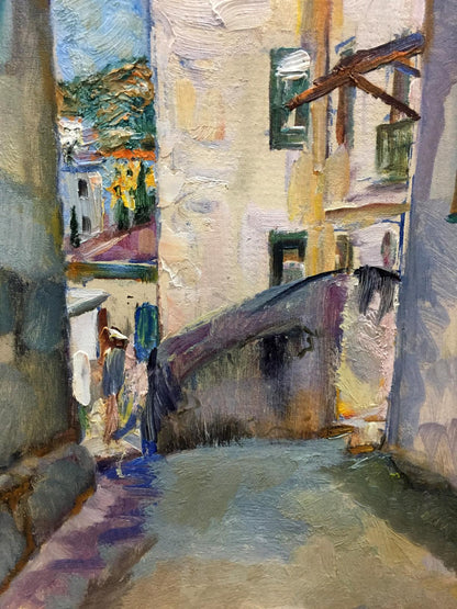 Oil painting The streets of the town Pushkareva Viola Alekseevna