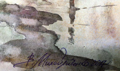 Signature of the author of the painting Viktor Mykhailychenko Rybalka
