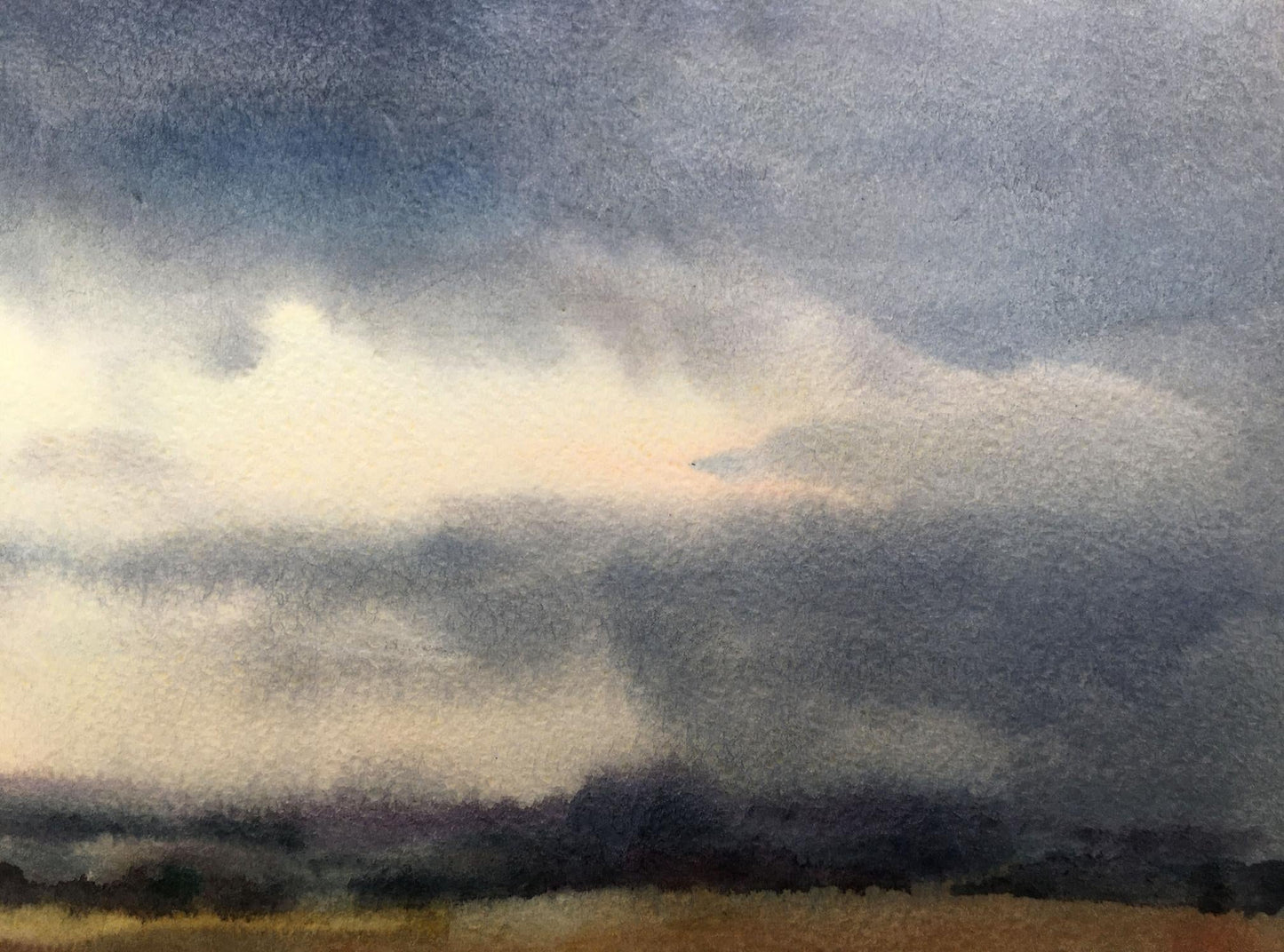 Watercolor painting In a field before a thunderstorm Viktor Mikhailichenko