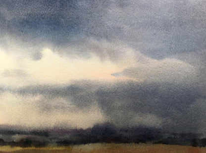 Watercolor painting In a field before a thunderstorm Viktor Mikhailichenko