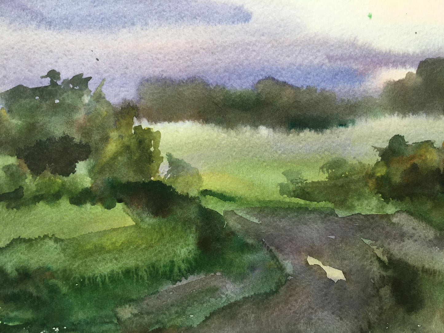 Watercolor painting The road to the distance Viktor Mikhailichenko