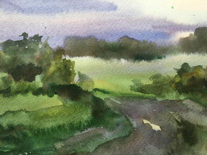 Watercolor painting The road to the distance Viktor Mikhailichenko