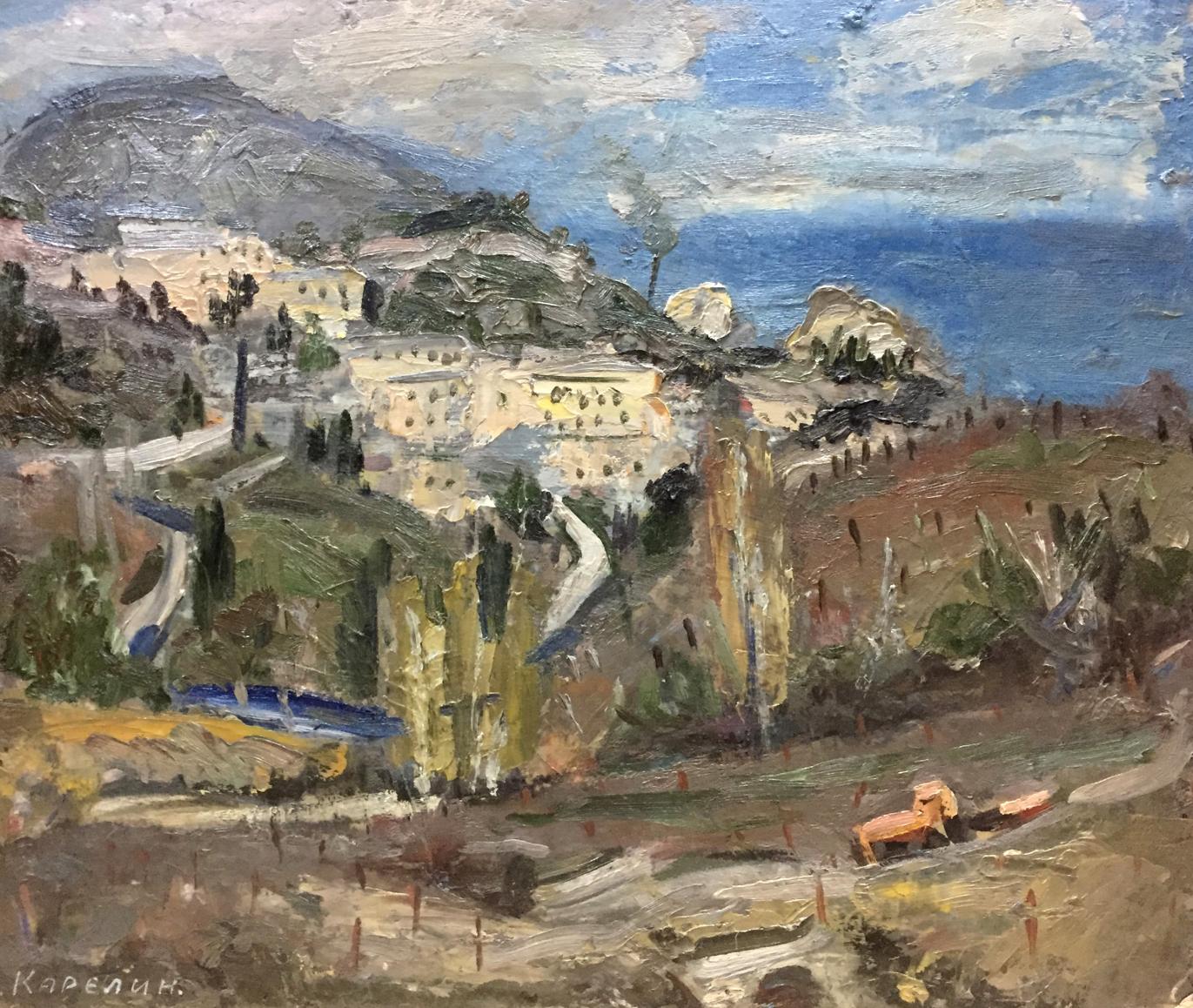 Oil painting City landscape Karelin Vyacheslav Dmitrievich