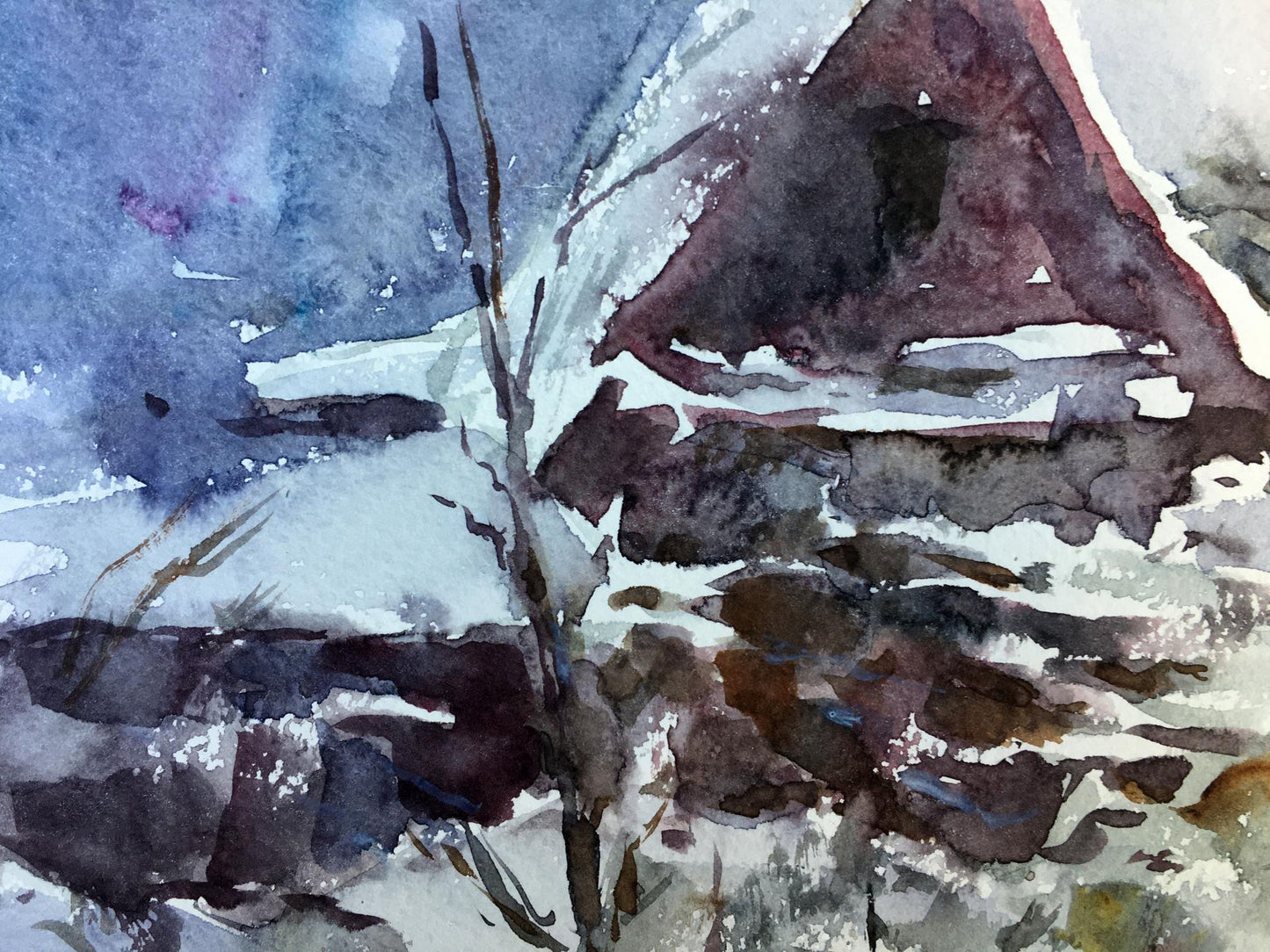 Watercolor painting With first snow Viktor Mikhailichenko
