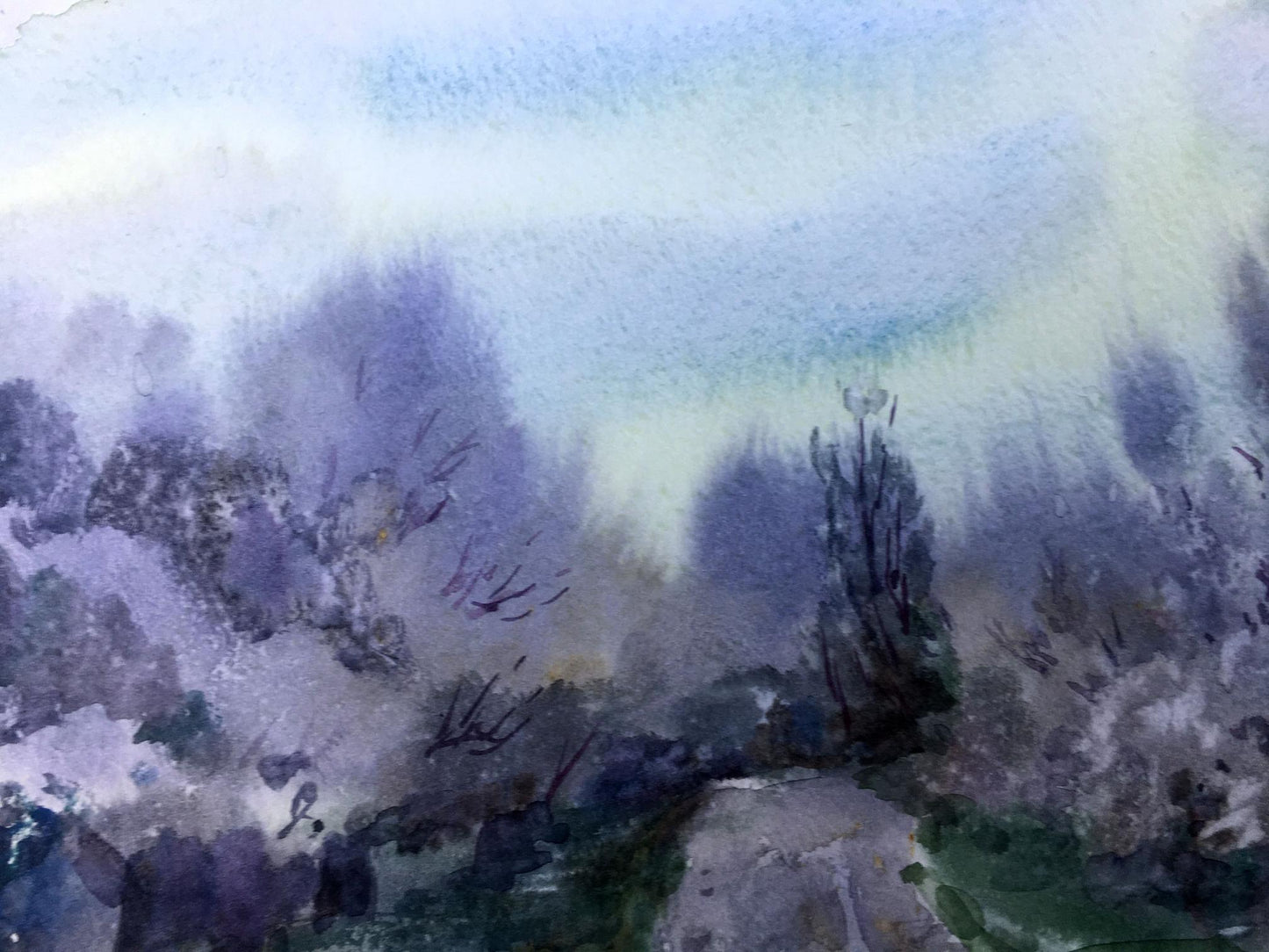 Watercolor painting At the crossroads Viktor Mikhailichenko