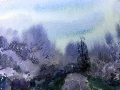 Watercolor painting At the crossroads Viktor Mikhailichenko