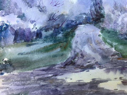 Watercolor painting At the crossroads Viktor Mikhailichenko