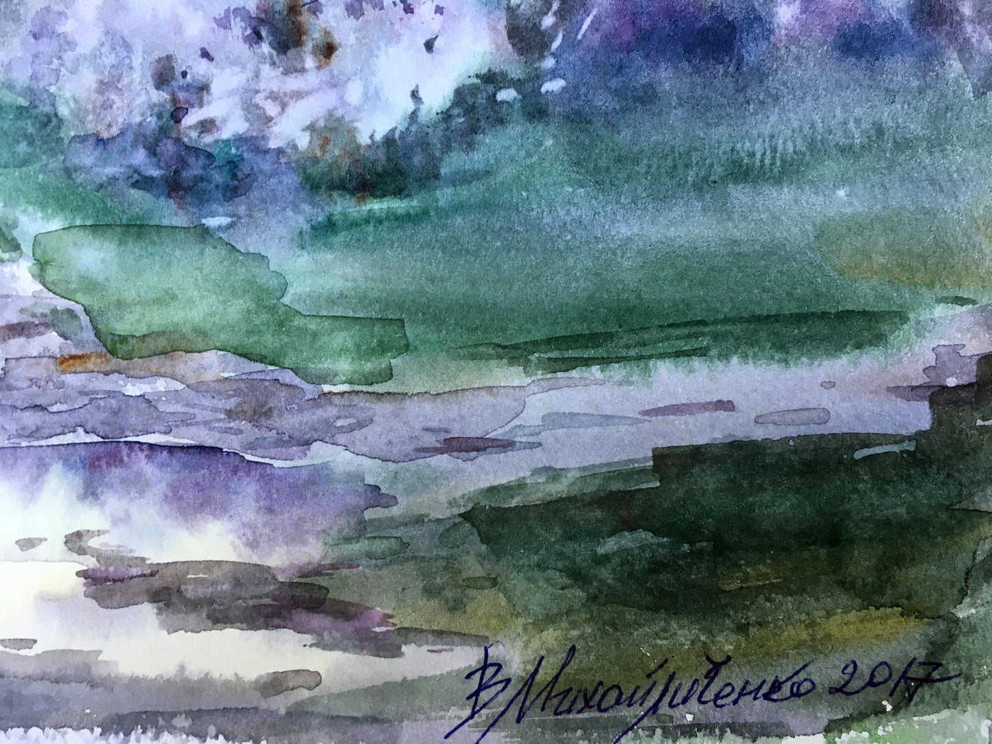 Watercolor painting At the crossroads Viktor Mikhailichenko