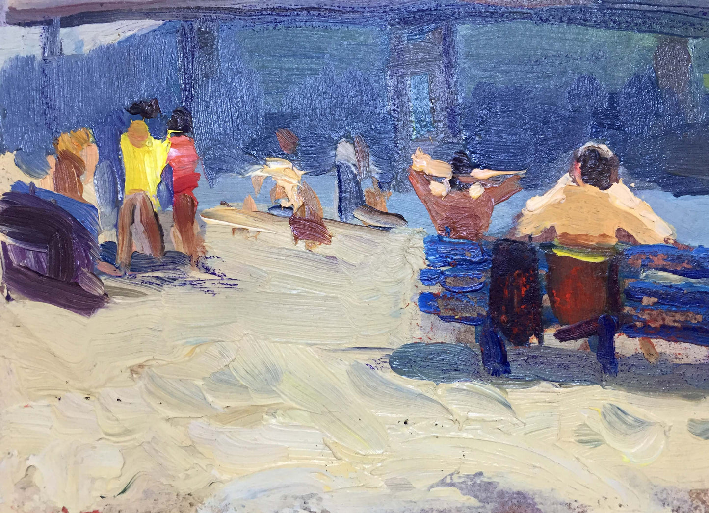 Oil painting By the river bank Popov I. A.