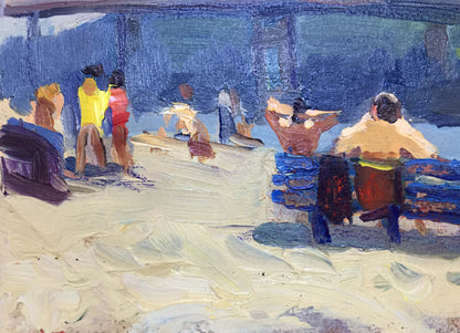 Oil painting By the river bank Popov I. A.