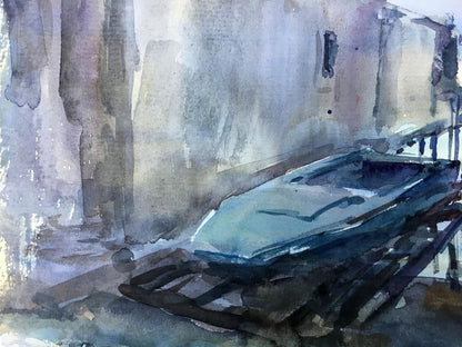 Watercolor painting House by the river Viktor Mikhailichenko