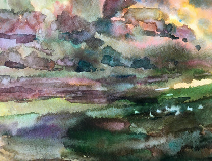 Watercolor painting Rural landscape Viktor Mikhailichenko