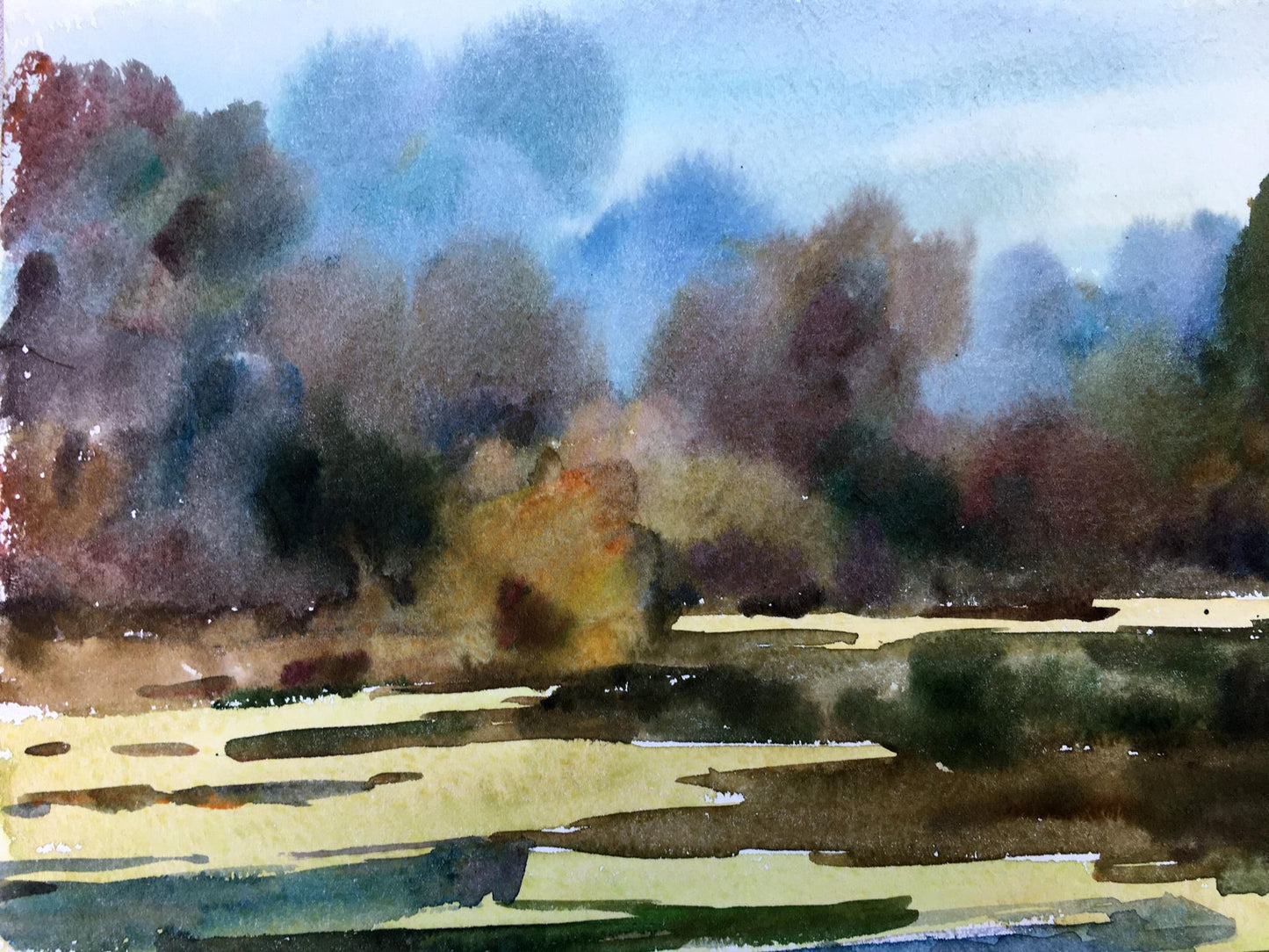 Watercolor painting Boats on the shore Viktor Mikhailichenko