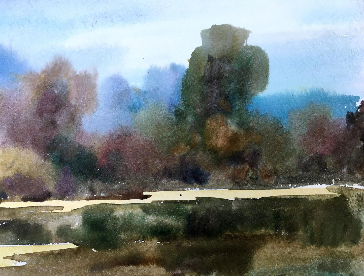 Watercolor painting Boats on the shore Viktor Mikhailichenko