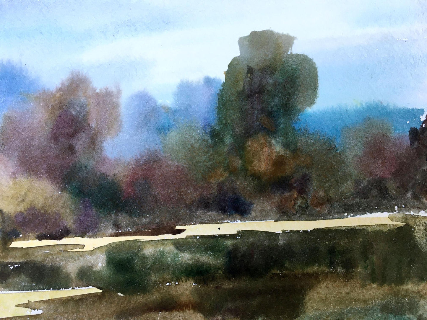 Watercolor painting Boats on the shore Viktor Mikhailichenko