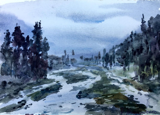 Watercolor painting The night is coming Viktor Mikhailichenko