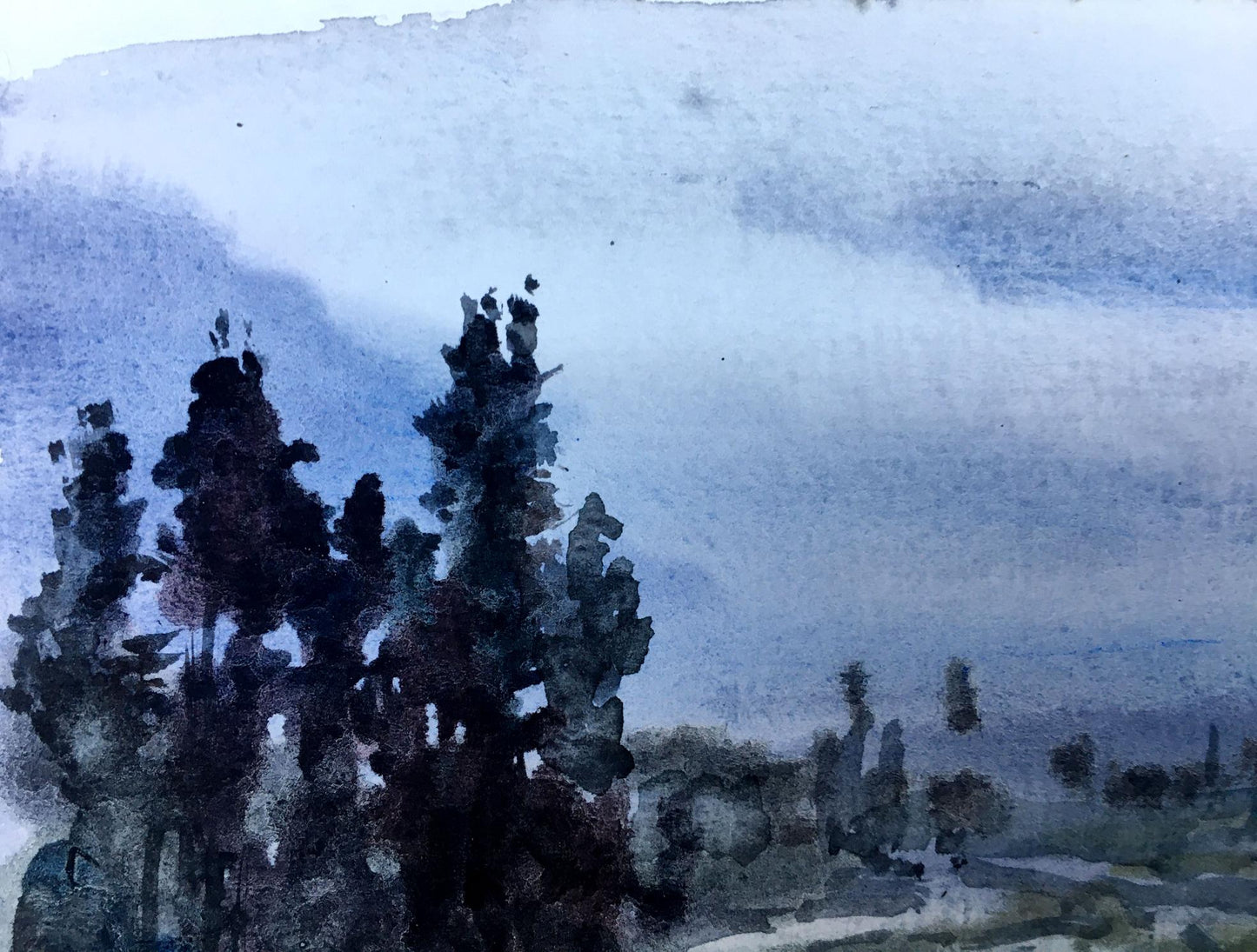 Watercolor painting The night is coming Viktor Mikhailichenko