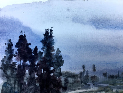 Watercolor painting The night is coming Viktor Mikhailichenko