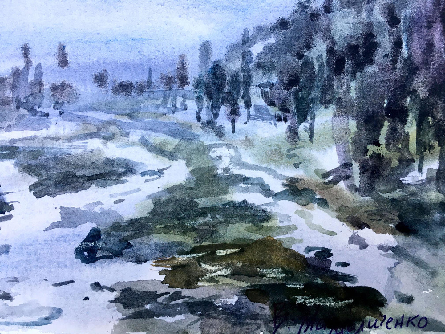 Watercolor painting The night is coming Viktor Mikhailichenko