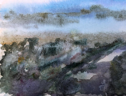 Watercolor painting Road to the forest Viktor Mikhailichenko