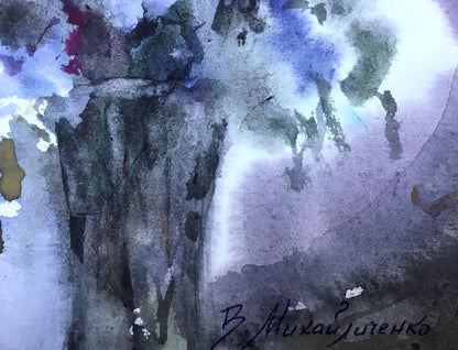 Watercolor painting Lilac and chamomile Viktor Mikhailichenko