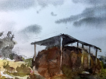 A Stack of Hay, a watercolor painting by Viktor Mikhailichenko